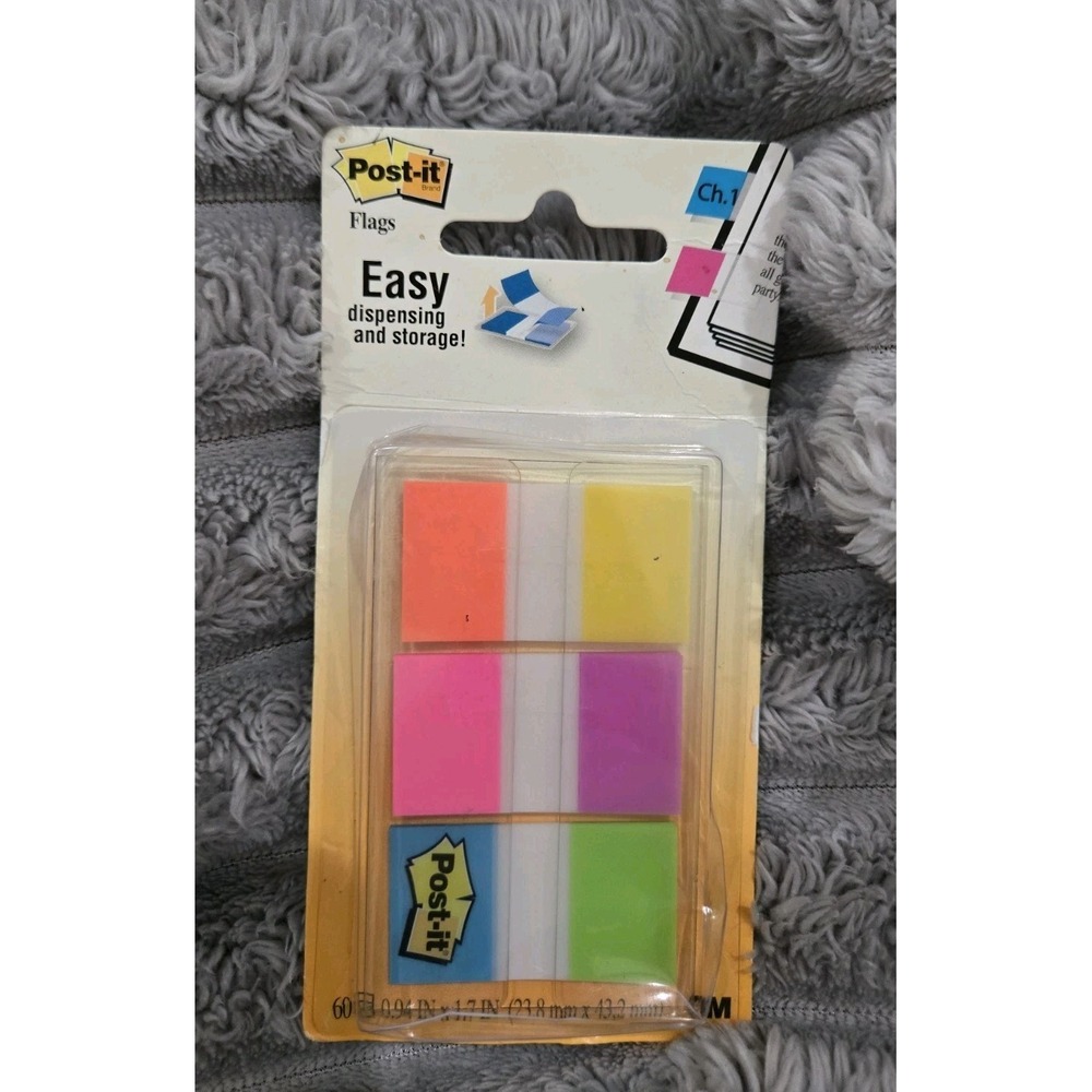 Post-it Flags 60 Count Neon Assorted Colors 1 Inch 680-EG-ALT 3M Office Supplies